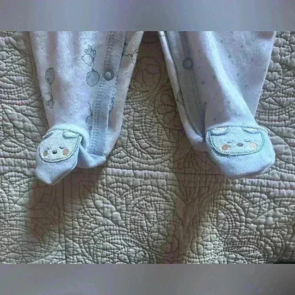 Vitamins Baby Blue Footed Sleepwear 100% Cotton Bear Design Size 3-6 Months